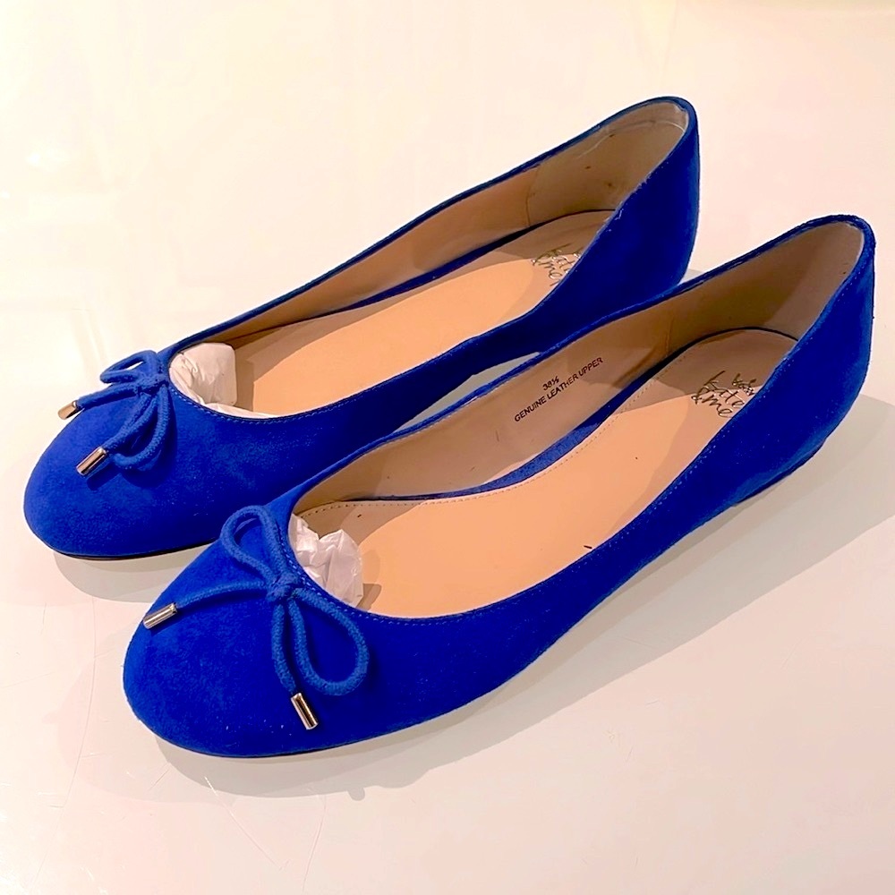 Blue Suede Ballet Flats